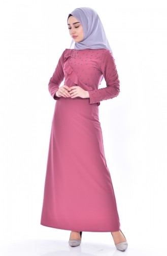 Dusty Rose Hijab Dress 4458-07