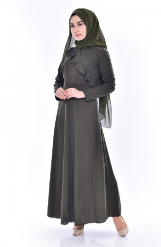 Khaki Hijab Dress 0539-06