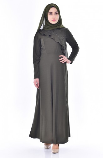 Khaki Hijab Dress 0539-06