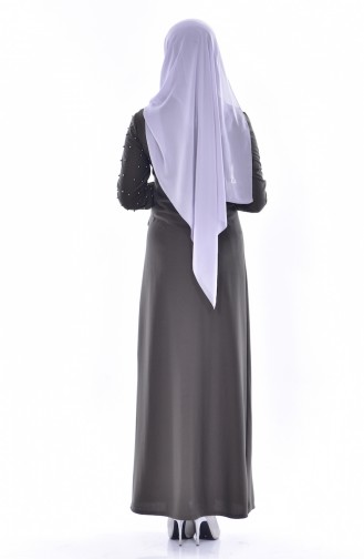 Khaki Hijab Dress 4458-02