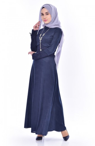 Navy Blue İslamitische Jurk 1182-01