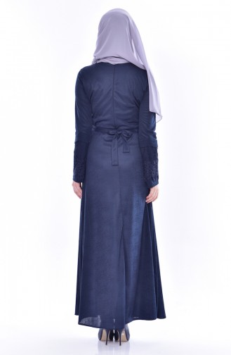 Navy Blue Hijab Dress 1182-01