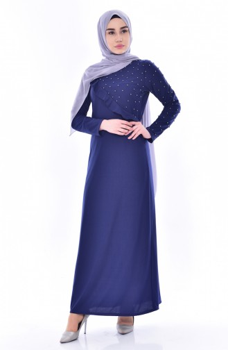 Pearl Frilly Dress 4458-06 Navy 4458-06