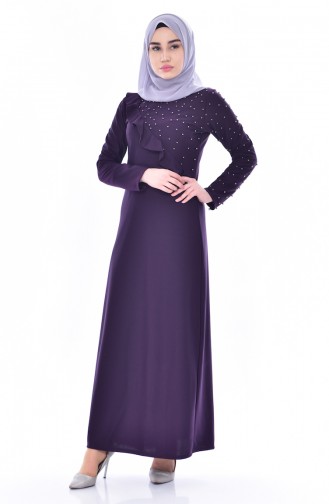 Falbel Kleid mit Perlen 4458-03 Lila 4458-03