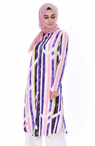 Viscose slit Tunic 2450-01 Purple 2450-01