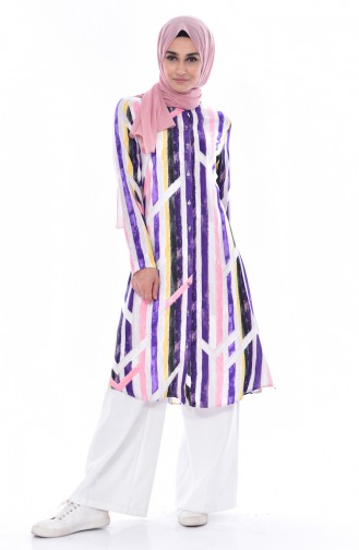 Viscose slit Tunic 2450-01 Purple 2450-01