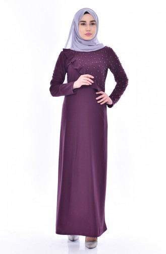 Plum Hijab Dress 4458-04