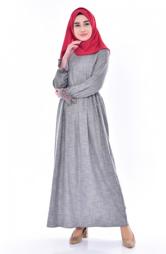 Gray Hijab Dress 1152-04
