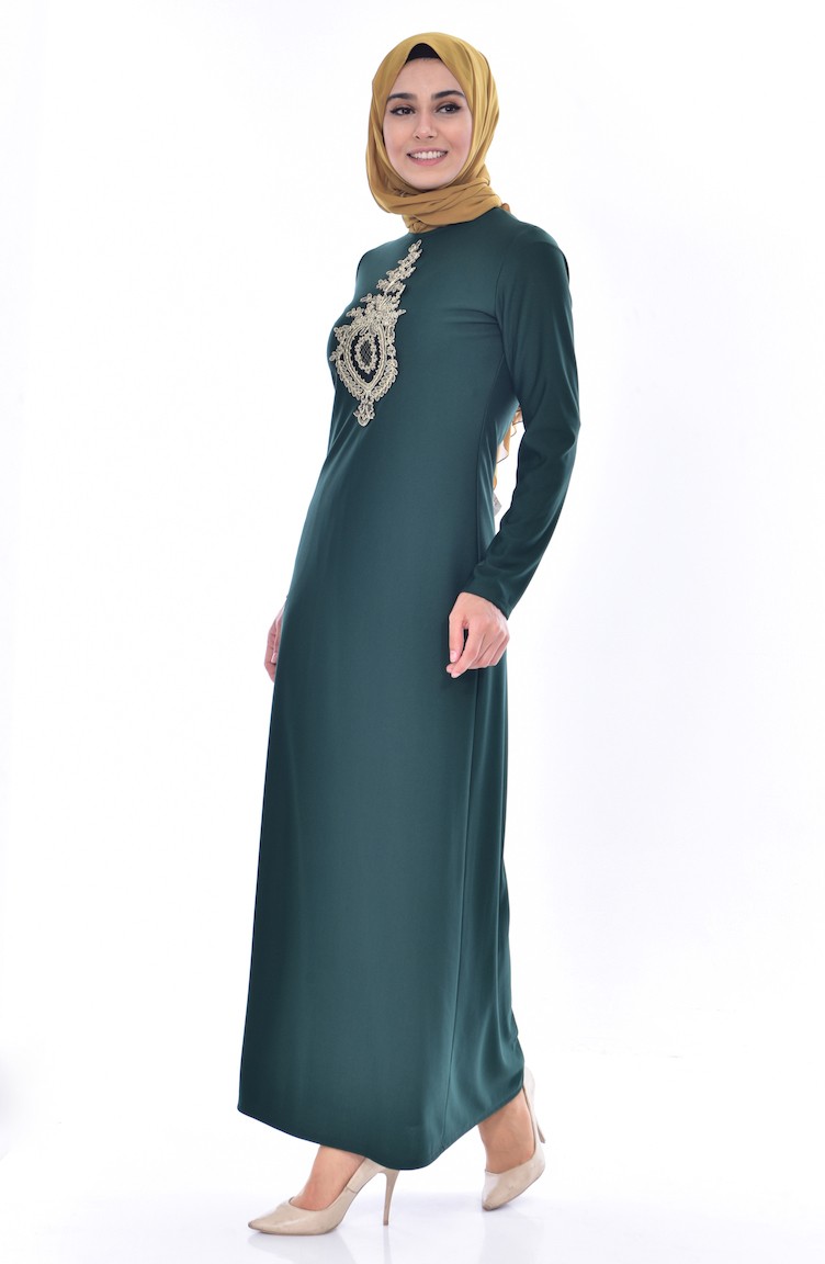 emerald green cocktail dress sale Modest Long Formal Dress with Long Sleeves Emerald Green / XLarge main image 0