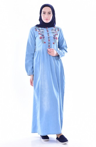 Light Blue Hijab Dress 3630-02