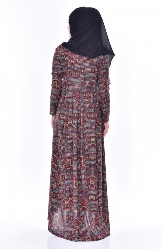 Claret Red Hijab Dress 6054-02
