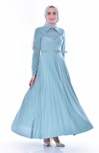 Green Almond Hijab Dress 0543-03
