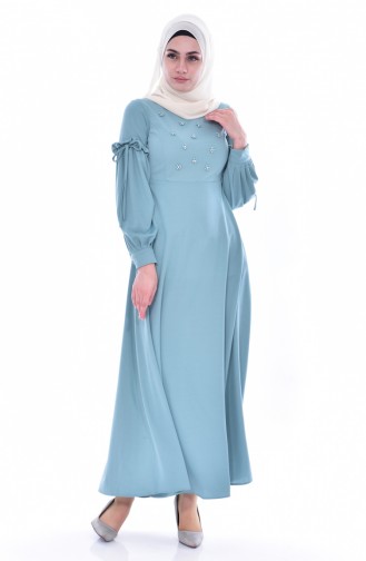 Green Almond Hijab Dress 0545-04