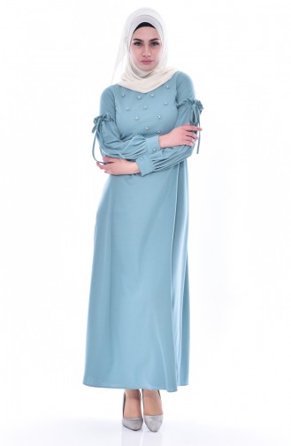 Kleid mit Perlen 0545-04 Mandel Grün 0545-04