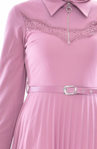 Robe Plissée a Ceinture 0543-05 Rose Pâle 0543-05