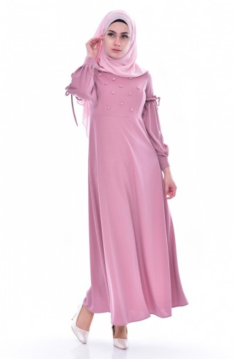 Beige-Rose Hijab Kleider 0545-06