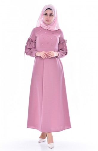 Beige-Rose Hijab Kleider 0545-06