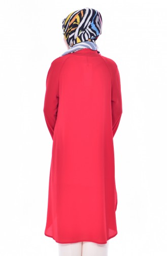 Düğmeli Tunik 3188-02 Kırmızı