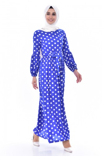 Gepunktes Kleid 6062-01 Blau 6062-01