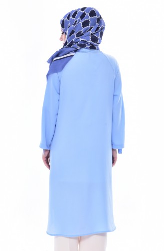 Düğmeli Tunik 3188-06 Mavi