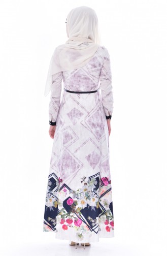 Robe a Motifs Fleurs 2911-02 Plum 2911-02