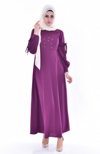 Kleid mit Perlen 0545-03 Zwetschge 0545-03