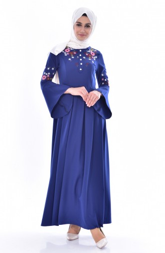 BURUN Embroidered Pleated Dress 81526A-05 Saks 81526A-05
