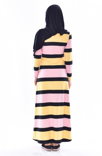 Gestreiftes Kleid 1174-03 Schwarz Gelb 1174-03