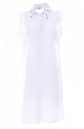 Col Chemise Perlées 8060B-02 Blanc 8060B-02