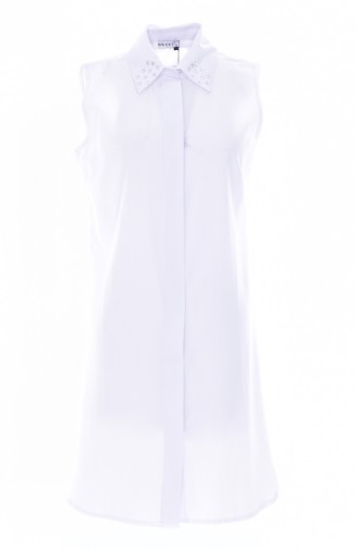 Taş Baskılı Gömlek Yaka 8060C-02 Beyaz
