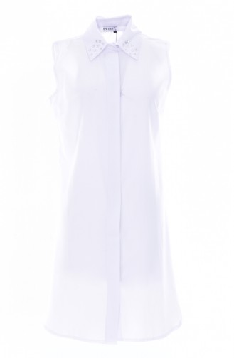 Col Chemise Imprimée de Pierre 8060C-02 Blanc 8060C-02