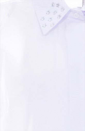 Col Chemise Imprimée de Pierre 8060C-02 Blanc 8060C-02