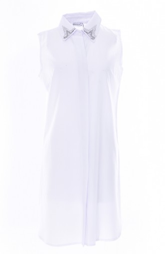 Col Chemise Imprimée de Pierre 8060D-02 Blanc 8060D-02