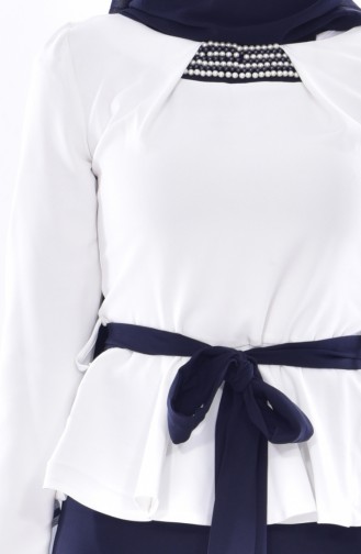 Bluz Etek İkili Takım 2200-01 Beyaz