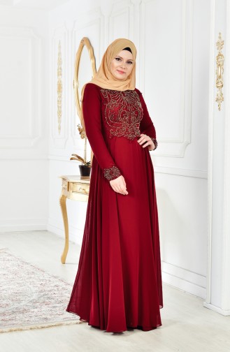 Claret red İslamitische Avondjurk 52698-03