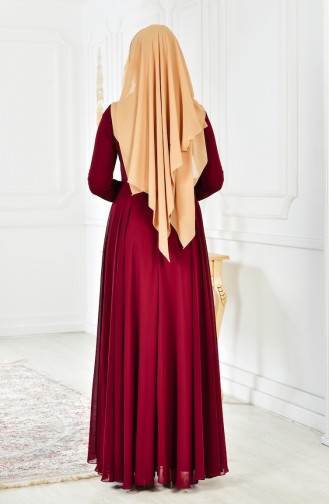Weinrot Hijab-Abendkleider 52698-03
