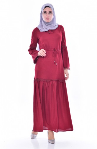 Claret Red Hijab Dress 1184-01