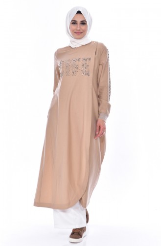 SUKRAN Stone Printed Abaya 35821-05 Camel 35821-05