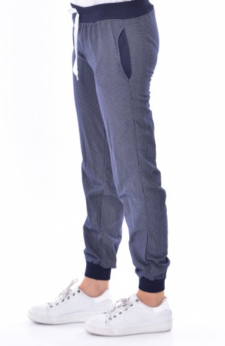 Pantalon Survêtement a Lacets 10052-02 Bleu Marine 10052-02