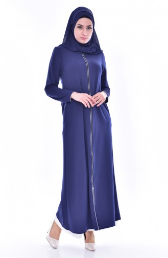 Abaya a Fermeture 0155-06 İndigo 0155-06