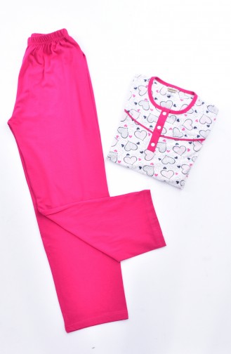 Printed Pajamas Suit 1030-03 Fuhcsia 1030-03