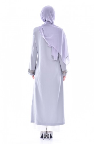 Abaya Perlées Coupe Laser 35839-01 Gris 35839-01