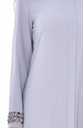 Abaya Perlées Coupe Laser 35839-01 Gris 35839-01