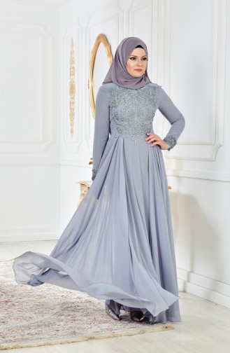 Grau Hijab-Abendkleider 52698-06