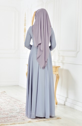 Robe de Soirée Bordée 52698-06 Gris 52698-06