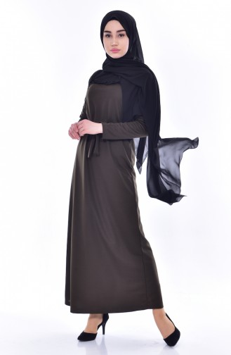 Khaki Hijab Dress 3847-07