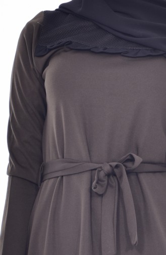 Khaki Hijab Dress 3847-07