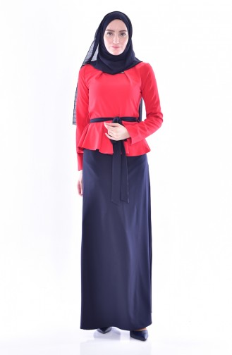 Ensemble Deux Pieces Blouse Jupe 2200-02 Rouge 2200-02