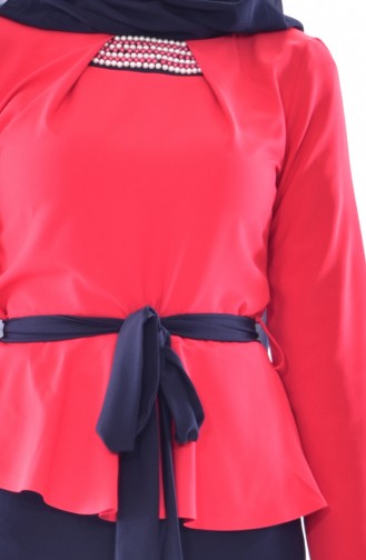 Ensemble Deux Pieces Blouse Jupe 2200-02 Rouge 2200-02