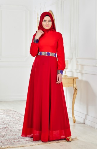 Red İslamitische Avondjurk 2649-01